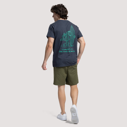 May Tee With Graphic Print - On The Beach Navy