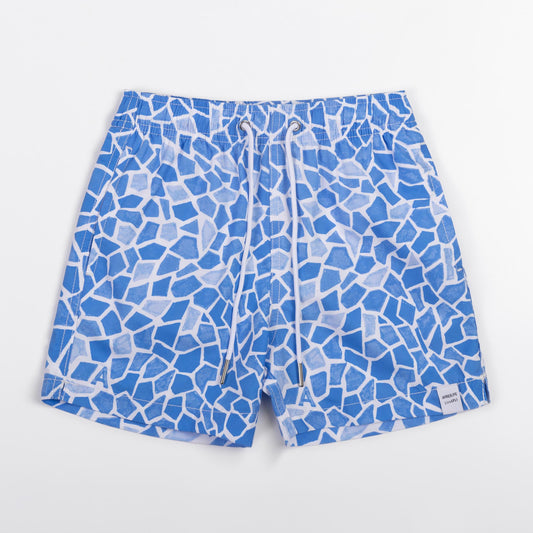 KIDS SWIM SHORTS KIDS MOSAIC in color BLUE - Front shot