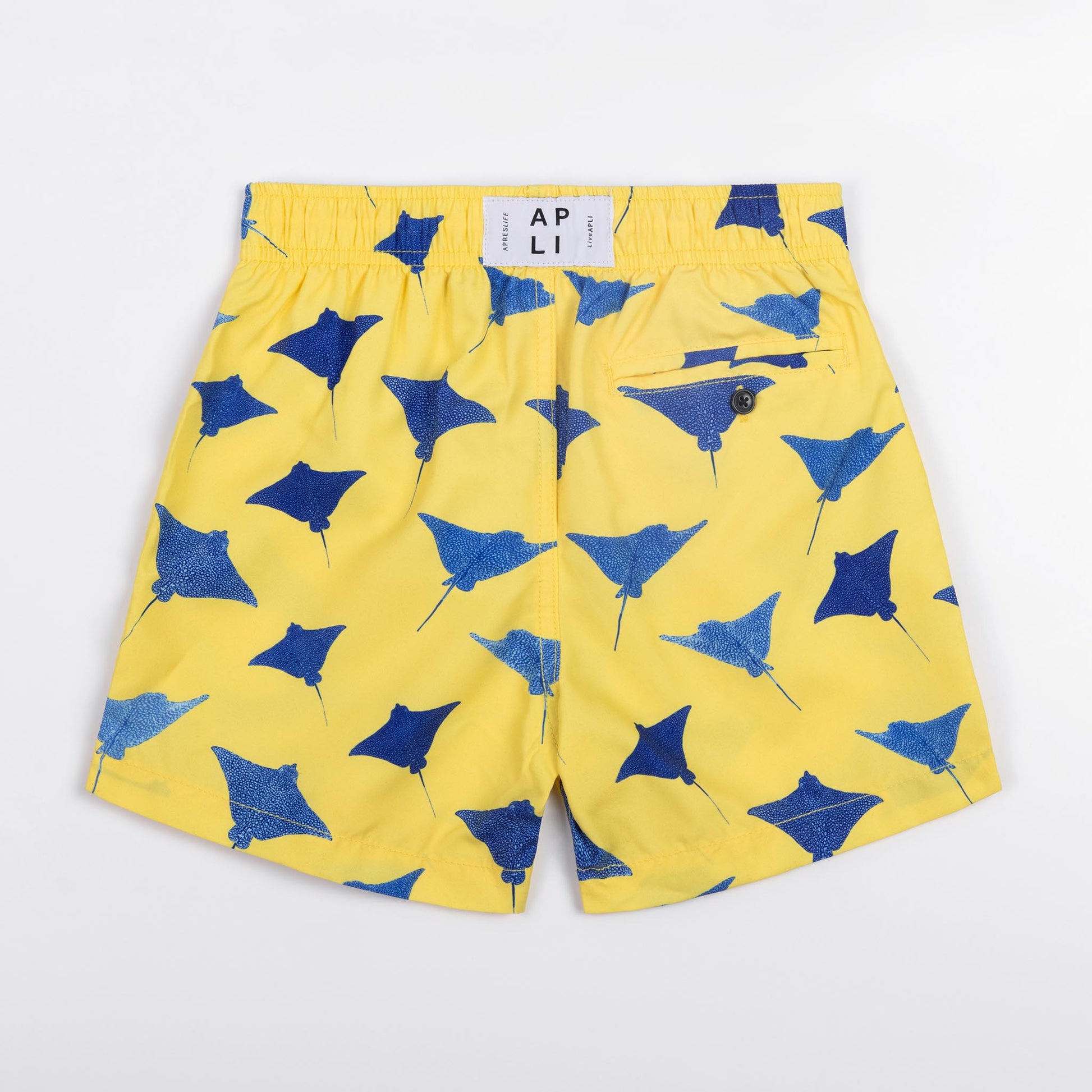 KIDS SWIM SHORTS KIDS MANTA in color YELLOW - Detail shot
