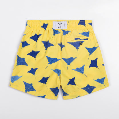KIDS SWIM SHORTS KIDS MANTA in color YELLOW - Detail shot