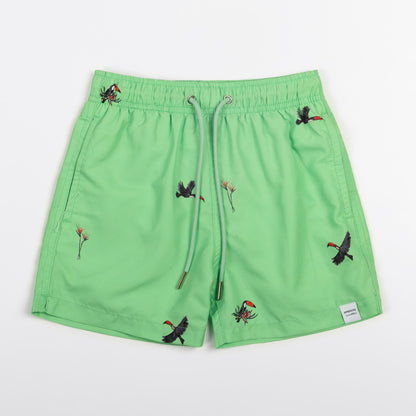 KIDS SWIM SHORTS KIDS JUNGLE in color GREEN - Front shot