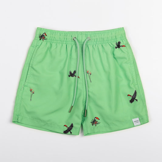 KIDS SWIM SHORTS KIDS JUNGLE in color GREEN - Front shot
