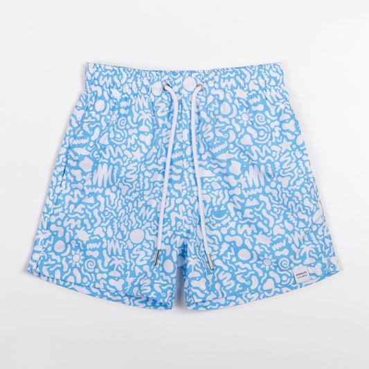 KIDS SWIM SHORTS KIDS UNDER THE SEA in color BLUE - Front shot
