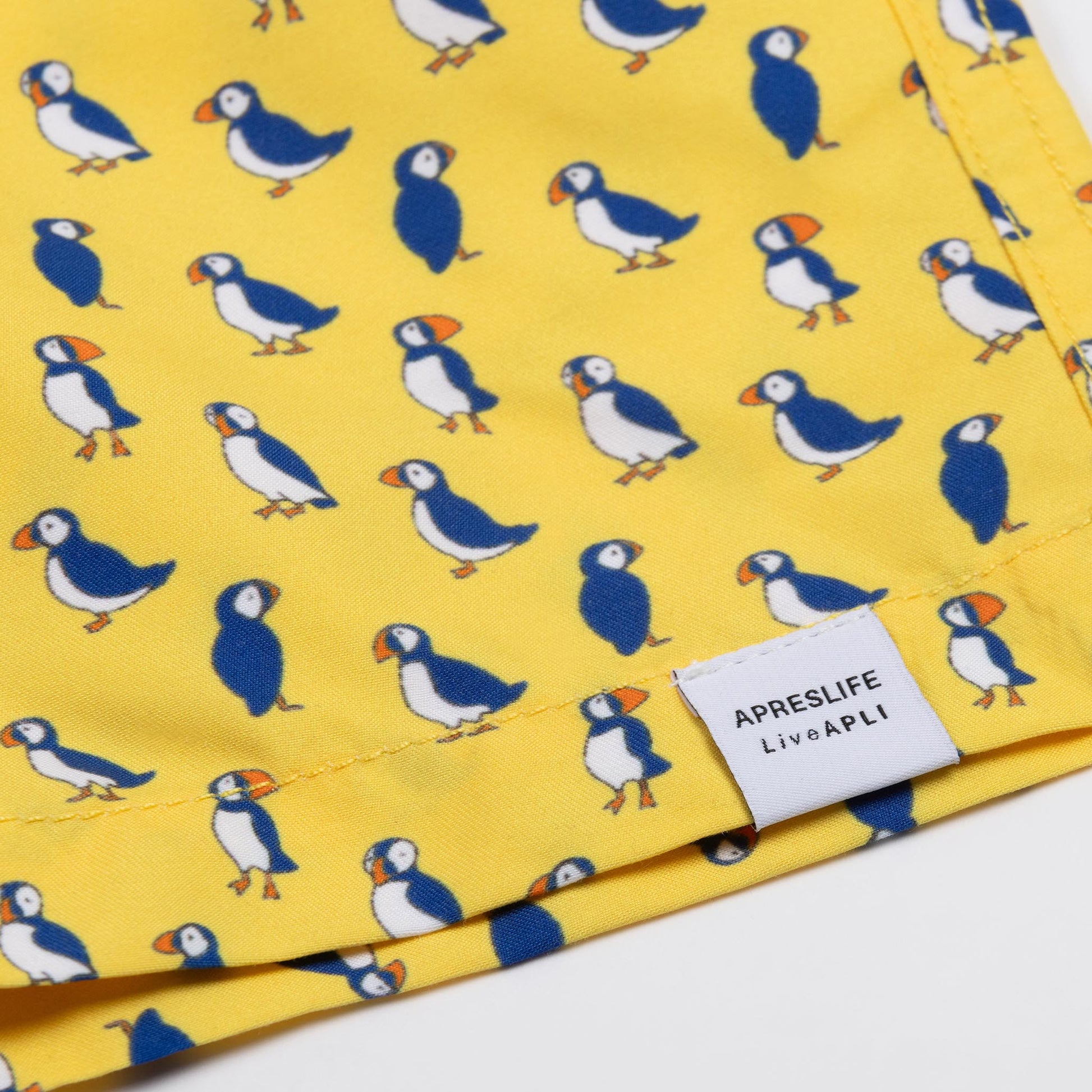 KIDS SWIM SHORTS KIDS PUFFINS in color YELLOW - Back shot